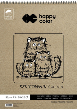 Szkicownik na spirali Młody Artysta, A3, 40 ark, 80/90g, Happy Color