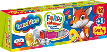 Farby plakatowe 12 kolorów 20 ml ZWIERZAKI UCZNIAKI