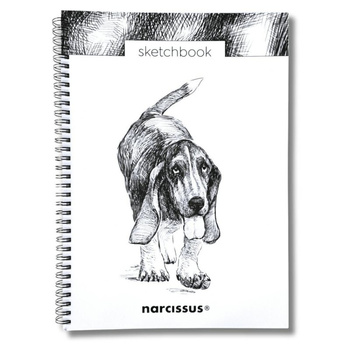 Szkicownik A4 Pies Basset na spirali z perforacją 50k