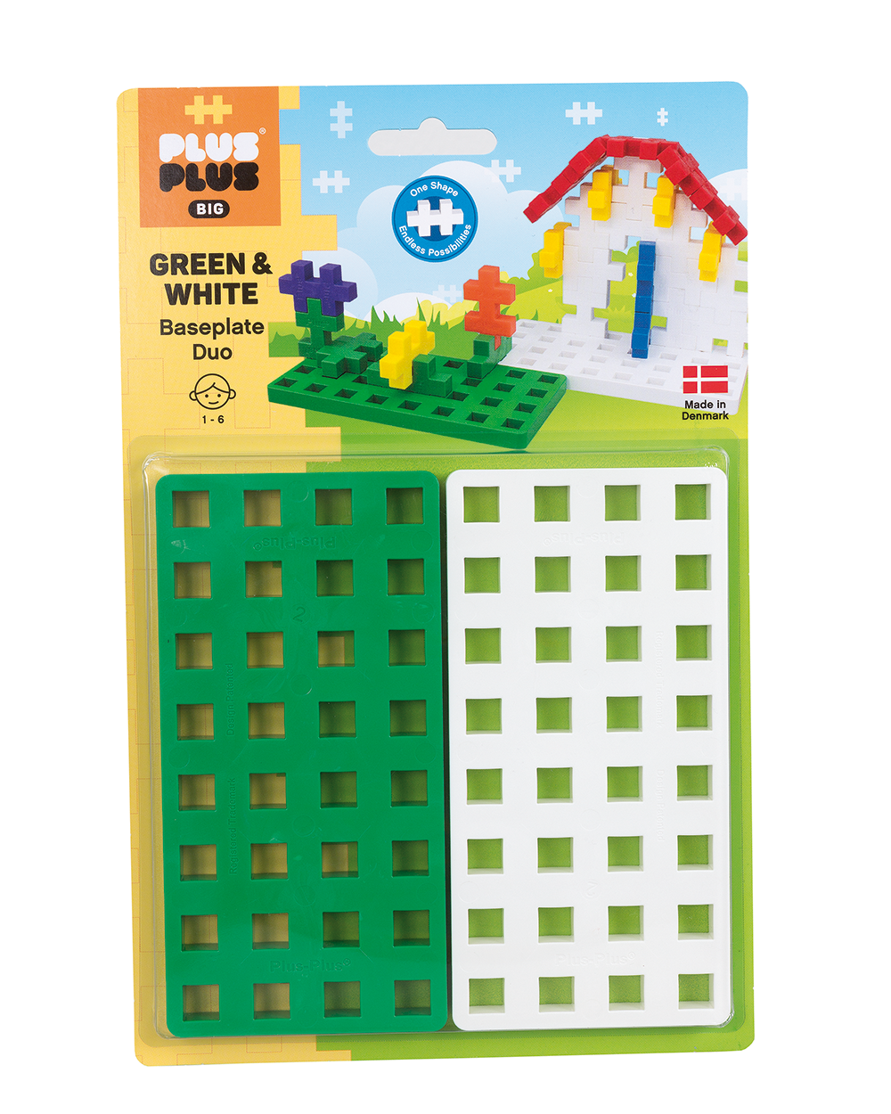 PLUS-PLUS BIG PODSTAWKA- 2 ELEMENTY – zielona i biała podstawka do klocków Plus-Plus Big