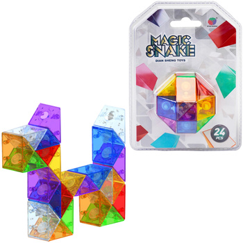UKŁADANKA LOGICZNA WĄŻ MAGIC SNAKE KOLOROWA ZABAWKA 24 ELEMENTY ANTYSTRES