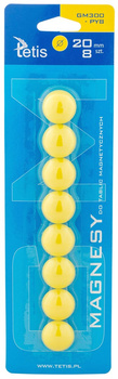Magnesy do tablic Tetis żółte gładkie 20mm/8