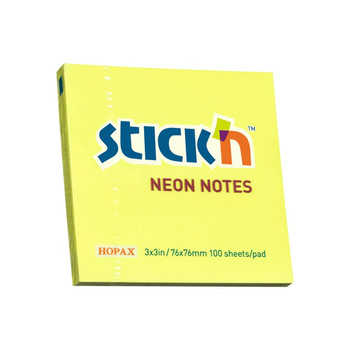 Notes samoprzylepny 76x76 mm żółty neon 100 kartek