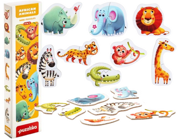 Puzzle Drewniane Zwierzątka Afrykańskie Układanka Edukacyjna Dla Dzieci Pre