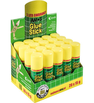 Display Klej w sztyfcie AMOS 15g 20 szt.