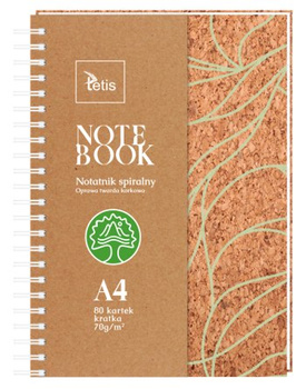 Kołonotatnik A4 oprawa korkowa, 70g/m2, 80 kartek