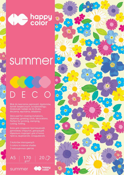 Blok Deco Summer A5, 170g, 20 ark, 5 kol., Happy Color