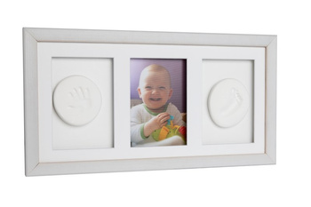 Ramka potrójna z glinką Odcisk bobasa szara (nowa)