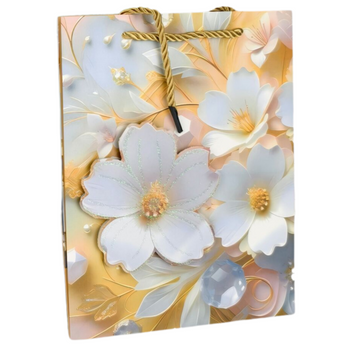 Torba prezentowa mała elegancka ozdobna wzór kwiaty na święta i okazje