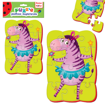 Puzzle Magnetyczne Piankowe A5 Zabawne Obrazki Zebra Układanka 12 Elementów