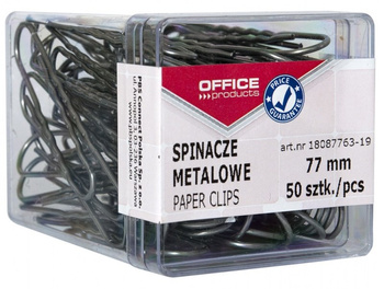 Spinacze metalowe Office Products 77mm 50sztuk srebrne
