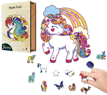 Puzzle Klocki Drewniane Edukacyjne dla Dorosłych Jednorożec Unikalne Wzory