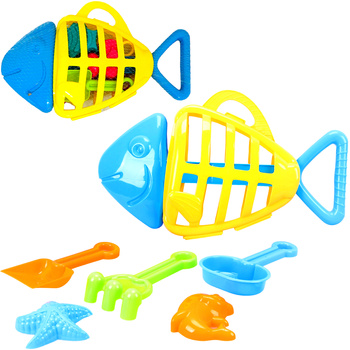 ZESTAW DO PIASKU PIASKOWNICY FOREMKI ŁOPATKA GRABKI 7 ELEMENTÓW DLA DZIECI