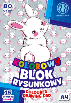 Blok kolorowy barwiony w masie ASTRAPAP A4 80g 15 ark "Pixel&Rabbit"