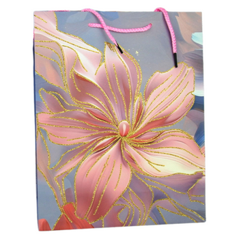 Torba prezentowa średnia elegancka ozdobna wzór kwiaty na każdą okazję