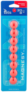 Magnesy do tablic Tetis czerwone gładkie 20mm/8