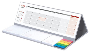 Kalendarz 2026 z notesem MAXI miesięczny klejony szary