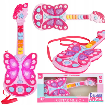 Gitara Interaktywna Dla Dzieci Efekty Świetlne Motylek Instrument Muzyczny