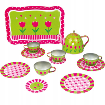 Zestaw Herbaciany Dla Dzieci Tulipany Tacka Filiżanki Talerzyki Prezent