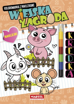 Wiejska zagroda. Kolorowanka z naklejkami (modułowa kredka)