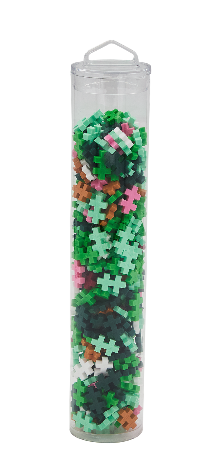 Zbliżenie kolorowych klocków PLUS-PLUS z zestawu Monet wysypanych z tuby