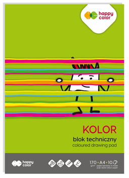 Blok techniczny kolorowy A4, 170g, 10 ark, Happy Color