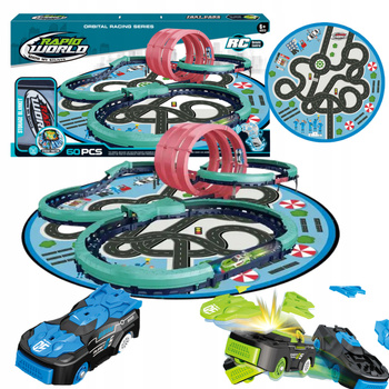 Tor Wyścigowy XXL Elektryczny Zestaw Autka Klocki Mata Prezent Dla Dzieci