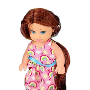 LALKA DLA DZIEWCZYNKI MAŁA MODNA SUKIENKA DŁUGIE WŁOSY PREZENT ZABAWKA