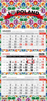 Kalendarz 2026 trójdzielny Folk KT1-V.80