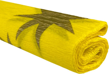 Paczka Bibuła marszczona 50x200 gwiazdy złote na zółtym 10 rolek