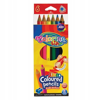 Colorino kids kredki ołówkowe trójkątne 6 kolorów jumbo 17,5cm + temperówka