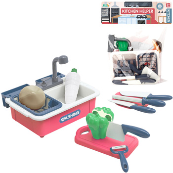 Zestaw Kuchenny Dla Dzieci Zlew Z Ociekaczem Akcesoria Prezent El. 12