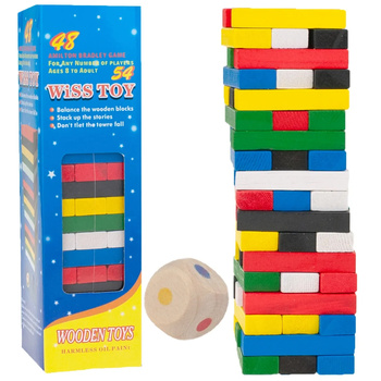 Drewniana Wieża Kolorowa Mała Gra Zręcznościowa Edukacyjna Dla Dzieci Preze