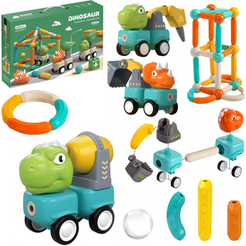 KLOCKI MAGNETYCZNE DINOZAURY 83 ELEMENTY