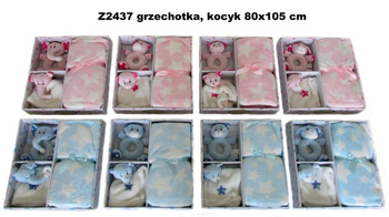 Zwierzaczek z grzechotką i kocykiem 80x105cm MIX Sun-Day