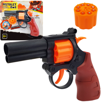 PISTOLET NA KAPISZONY KULKI 2w1 ZESTAW REWOLWER DLA DZIECI STRZAŁY SPŁONKA