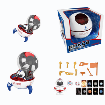 Astronauta w kapsule z akcesoriami dla dzieci edukacyjna zabawka kosmos