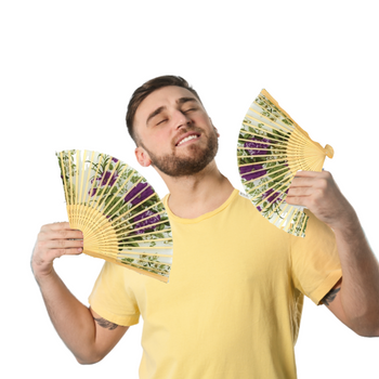 Wachlarz drewniany składany kwiecisty kolorowy dekoracyjny wentylator