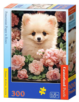 Puzzle 300 Pomeranian Puppy in Roses CASTOR Castorland