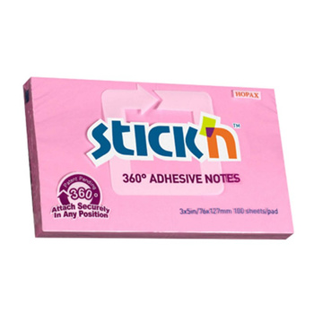 Notes samoprzylepny 127x76mm 360 stopni różowy 100 kartek