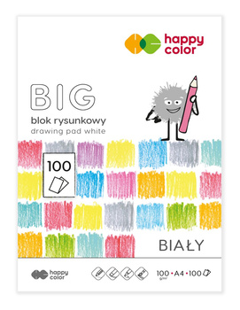 Blok rysunkowy biały BIG, A4, 100g, 100 ark, Happy Color