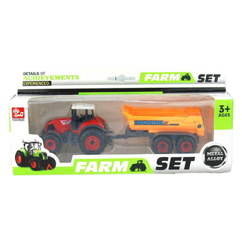Traktor metalowy z przyczepą zabawka edukacyjna dla dzieci w pudełku