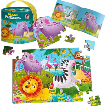 Gra Edukacyjna Maxi Puzzle 2w1 Zoo Obrazki Układanka Roter Kafer  60 Elem