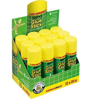 Display Klej w sztyfcie AMOS 35g 12 szt.