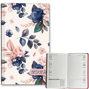 Kalendarz 2026 A6 tygodniowy Niebieskie Róże