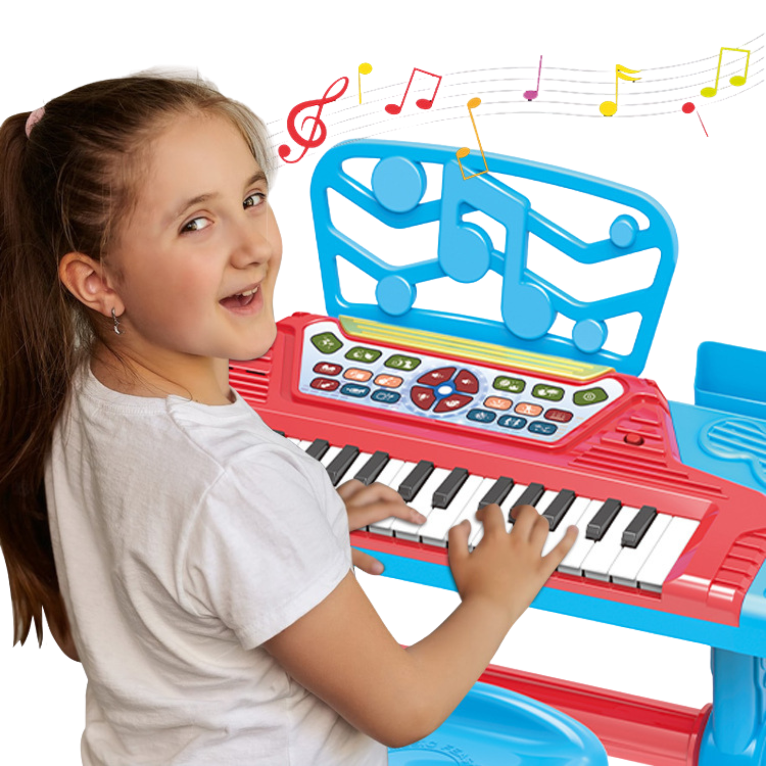 Elektroniczne Pianino Duży Zestaw Mikrofon Krzesełko Fortepian Dla Dzieci