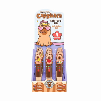 Display Długopis wielokolorowy Kapibara z figurką mix kolorów 15szt. 966797