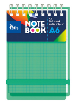 Kołonotatnik A6 okładka pp kolor zielony 70g/m2 100 kartek