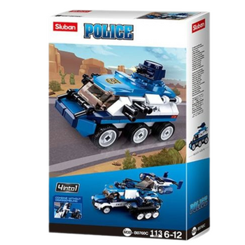 Klocki Sluban policja 113 el pojazd opancerzony 4w1 zestaw dla dzieci