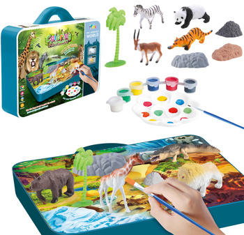 Zestaw zwierząt zoo do malowania edukacyjny kreatywny dla dzieci rękodzieło